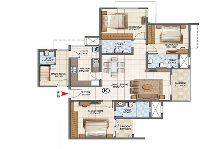 Featured Image of Mahindra Blossom 4 BHK Floor Plan